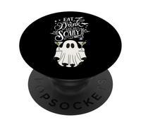 Eat Drink And Be Scary Ghost Cheers Halloween Party Time PopSockets Adhesive PopGrip