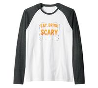 Eat, Drink and Be Scary: Halloween Party Mantra Raglan Baseball Tee, Men, Dark Heather/White, M