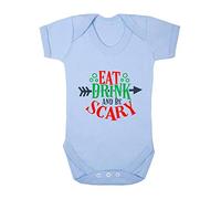Eat Drink and Be Scary Halloween Statement Baby Grow Vest, 0-3 Months, Pastel Blue