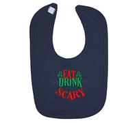 Eat Drink and Be Scary Halloween Statement Cotton Baby bib - Navy