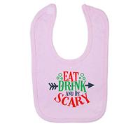 Eat Drink and Be Scary Halloween Statement Cotton Baby bib - Pastel Pink