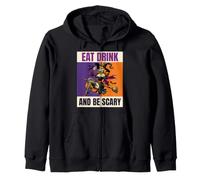 Eat Drink And Be Scary Pinup Witch Halloween Zip Hoodie