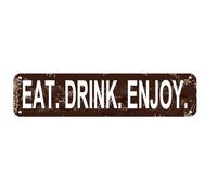 Eat Drink Enjoy Sign16x4 Inch Rustic Metal Wall Sign - Farmhouse Kitchen Decor for Home, Bar, Cafe