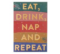 Eat, Drink, Nap, Repeat Funny Design - Multipack of 8 Charity Christmas Cards with Envelopes
