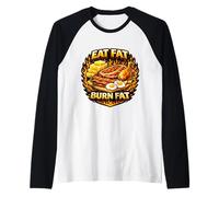 Eat Fat Burn Fat Keto Ketogenic Carnivore Diet Paleo Saying Raglan Baseball Tee