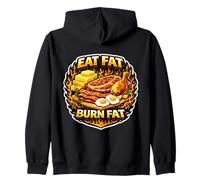 Eat Fat Burn Fat Keto Ketogenic Carnivore Diet Paleo Saying Zip Hoodie