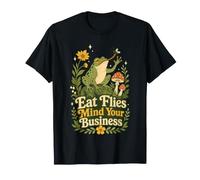 Eat Flies Mind Your Business Frog Mushroom Garden T-Shirt