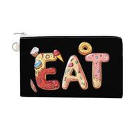 EAT Foodie Cute Zero Wallet for Women Men Lightweight Coin Pouch with Zippered