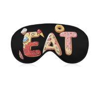 EAT Foodie Fashion Eye Mask Printed Sleep Masks Soft Unisex Blackout Covering with Adjustable Strap