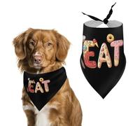 EAT Foodie Printed Dog Bandanas Adjustable Trendy Triangle Pet Scarffor Small Medium Large