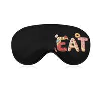 EAT Foodie Printed Sleep Mask for Unisex Adult Soft Night Blindfold with Adjustable Strap