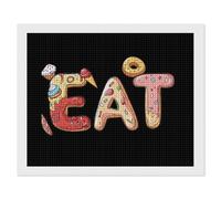 EAT Foodie Square Diamond Art Kits for Adults 5D DIY Full Drill Painting Gems Wall Arts and Crafts 16"x20"