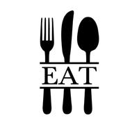 Eat Fork Knife Spoon Wall Decal Kitchen Utensils Dining Room Utensils Wall Sticker Bistro Kitchen Decor Vinyl Wall Decor Large - 42x73cm