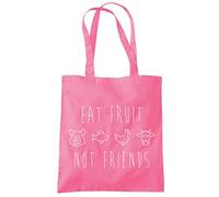 Eat Fruit Not Friends - Tote Shopping Bag - Vegan Animals are Friends Eco Planet One size pink