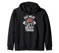 Eat Meat Lift Heavy Things Carnivore Diet Zip Hoodie
