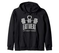 Eat Meat Lift Heavy Things Carnivore Diet Zip Hoodie
