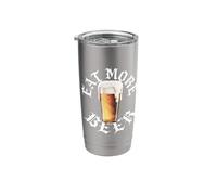 Eat More Beer Funny Drinking Humor Brew Love Retro Rock Roll Stainless Steel Insulated Tumbler