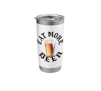 Eat More Beer Funny Drinking Humor Brew Love Retro Rock Roll Stainless Steel Insulated Tumbler
