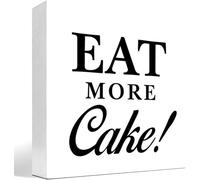 Eat More Cake Wood Block Sign Desk Decor,Funny Junk Food Baker Baking Pastry Sweets Wooden Box Plaque Sign Desk Decor For Home Kitchen Dining Room Shelf Table Decorations 5x5 Inch, style-15