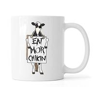 Eat More Chicken Funny Cow Protest Art Ceramic Tea Coffee Mug White