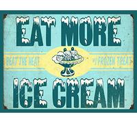 EAT MORE ICE CREAM RETRO METAL FRIDGE MAGNET 100MM X 75MM (1592F)