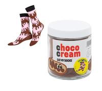 EAT MY SOCKS Choco Cream Patterned Novelty Crew Socks, With Giftable Glass Jar, Gifts for Birthday Father's Day Christmas or Any Occasion, For Men Women Girls Boys Teens