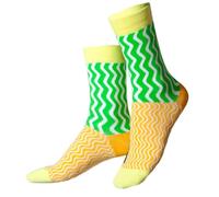 EAT MY SOCKS Ramen Unisex Socks, Green and Yellow, Cotton Polyester Elastane, Size 36-45, Instant Noodle Style, 1 Pair