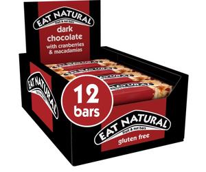 Eat Natural Dark Chocolate Cranberries & Macadamias Fruit & Nut Bars 12 x 40g