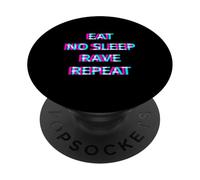 Eat No Sleep Rave Repeat 90s Techno EDM Music Festival Raver PopSockets Adhesive PopGrip