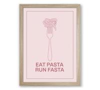 Eat Pasta, Run Fasta Minimalist Framed Wall Art Print A1 (84.1×59.4cm) Oak, Wall Decor for Living Room, Bedroom, Office & Home, Ready to Hang, Art Gift