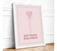 Eat Pasta, Run Fasta Minimalist Framed Wall Art Print A2 (59.4×42cm) White, Wall Decor for Living Room, Bedroom, Office & Home, Ready to Hang, Art Gift
