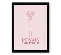 Eat Pasta, Run Fasta Minimalist Framed Wall Art Print A4 (29.7×21cm) Black, Wall Decor for Living Room, Bedroom, Office & Home, Ready to Hang, Art Gift