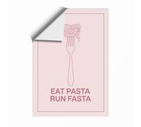 Eat Pasta, Run Fasta Minimalist Unframed Wall Art Print A4 (29.7×21cm), Wall Decor for Living Room, Bedroom, Office & Home, Art Gift