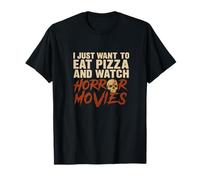 Eat Pizza and Watch Scary Stuff Halloween Horror Vibes Tee T-Shirt