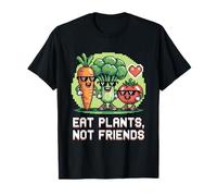 Eat Plants Not Friends Pixel Art Vegetables Vegan Vegetarian T-Shirt