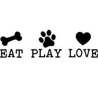 Eat Play Love Cute Animal Paw Bone Pet Vinyl Decal Sticker for Car/Window/Wall (Black Gloss)