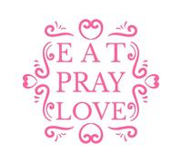 eat Pray Love Lettering Vinyl Wall Stickers 54.6x59.5cm It Won't Fall Off Pink