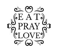 eat Pray Love Lettering Vinyl Wall Stickers 67.2x73.3cm Multiple Size Options Black