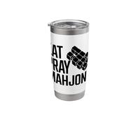 Eat Pray Mahjong Tile Game Mahjong Player Fold Retirement Stainless Steel Insulated Tumbler