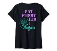 Eat PSSY ITS Vegan X Pussy Censored Vegetarian Vegan Back V-Neck T-Shirt
