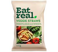 Eat Real Chips Variety Pack | Lentil, Quinoa & Hummus Chips | Gluten-Free, Vegan Snacks | Healthy Baked Crisps | Mixed Flavours Pack (Eat Real Veggie Straws - Tomato, Kale & Spinach 110g)