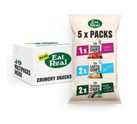 Eat Real Crisps Multipack 4 X 5 Lentil Salted 2 X 18g, Quinoa Sour Cream & Chive 2 X 20g, Hummus Tomato & Basil 1 X 22g, Gluten-Free Crisps Box, Chip Snacks