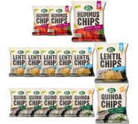 Eat Real Crisps Multipack Gluten Free: 3x Hummus Chips Tomato & Basil, 6x Sea Salted Lentil Chips, 6x Sour Cream & Chive Quinoa Chips (Total of 15 Packs) Bundled by The Great British Kitchen