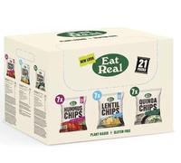 Eat Real Crisps - Quinoa (Sour Cream & Chive), Lentil (Salted) & Hummus (Tomato & Basil) Crisps Variety Box Pack 21 Mix Vegan & Healthy Snacks of Chips, Vegan, Gluten Free
