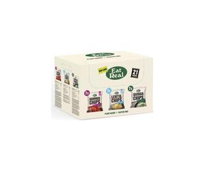 Eat Real Crisps Vegan & Healthy Snacks Variety Box Pack of 21 Mix of Quinoa, Lentil & Hummus Chips