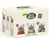 Eat Real Crisps Vegan & Healthy Snacks Variety Box - (Pack of 21 Mix of Quinoa, Lentil & Hummus Chips) By Kandy Collection
