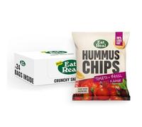 Eat Real, Hummus Chips, Tomato and Basil, 24 X 22g, Gluten-Free Crisps Multipack, Vegan-Friendly, Healthy Snacks, Plant-Based