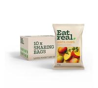 Eat Real Lentil Chips Mango & Mint 10 x 95g Sharing Bag Multipack | Mango & Mint Lentil Chips, 10 x 95g Sharing Bag Multipack, Gluten Free, Plant-Based, Healthy Snack, 30% Less Fat