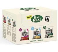 Eat Real Vegan Crisps Variety Box, Hummus, Lentil and Quinoa Chips, Gluten Free, 21 Packs