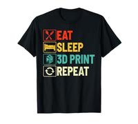 Eat Sleep 3D Print Repeat Pla Filament Retro 3D Printing T-Shirt